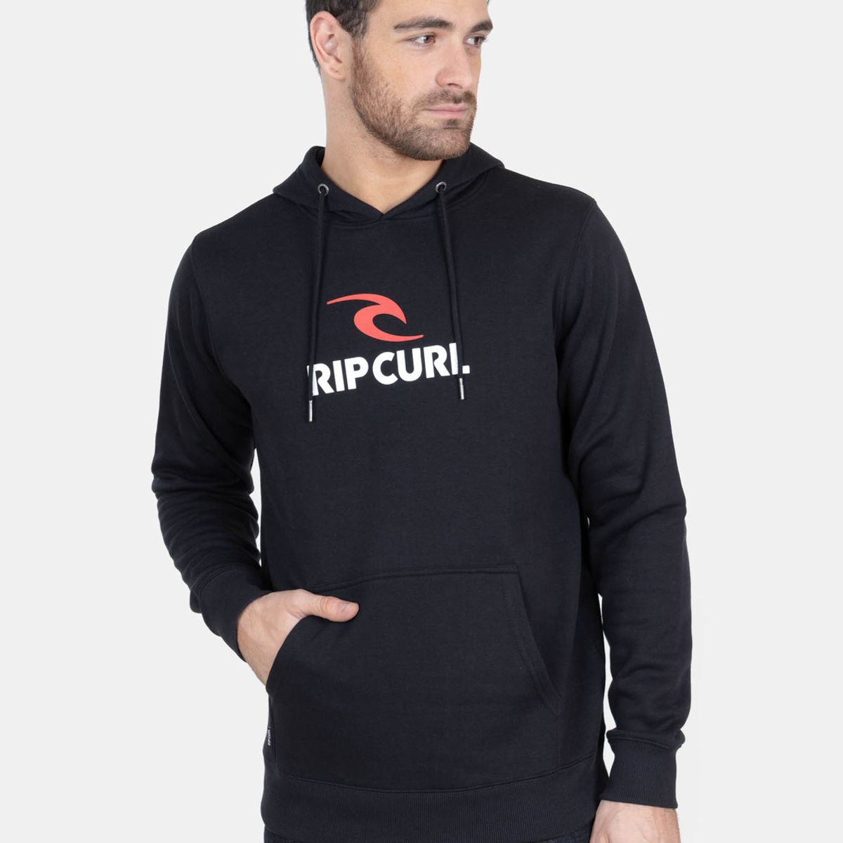RIP CURL - Poleron Canguro Beeley Negro Hombre Rip Curl