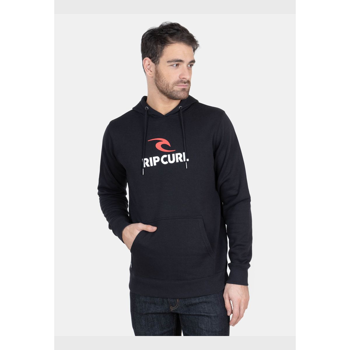 RIP CURL - Poleron Canguro Beeley Negro Hombre Rip Curl