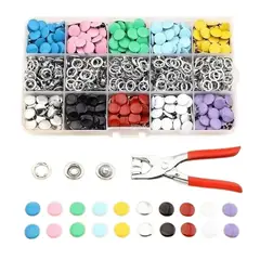 GENERICO - 100 Sets de Botón Presión Broche Acero + Pinza Remachadora