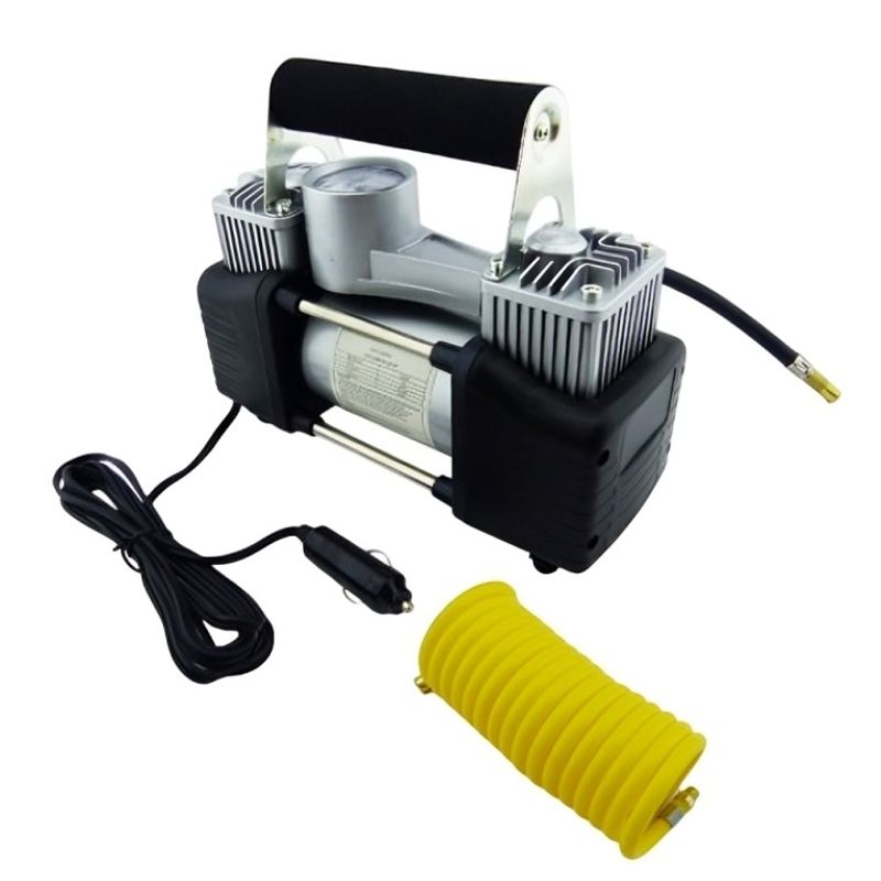GENERICO - COMPRESOR DE AIRE METAL + KIT DE EMERGENCIA PARA AUTO 12V