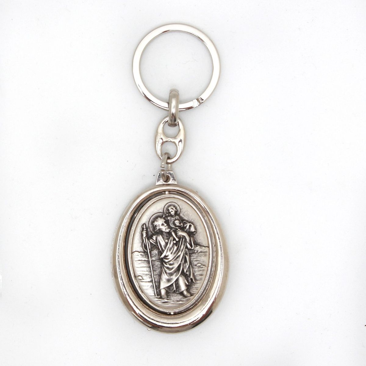 GENERICO - Llavero italiano Ovalado Giratorio de San Cristobal