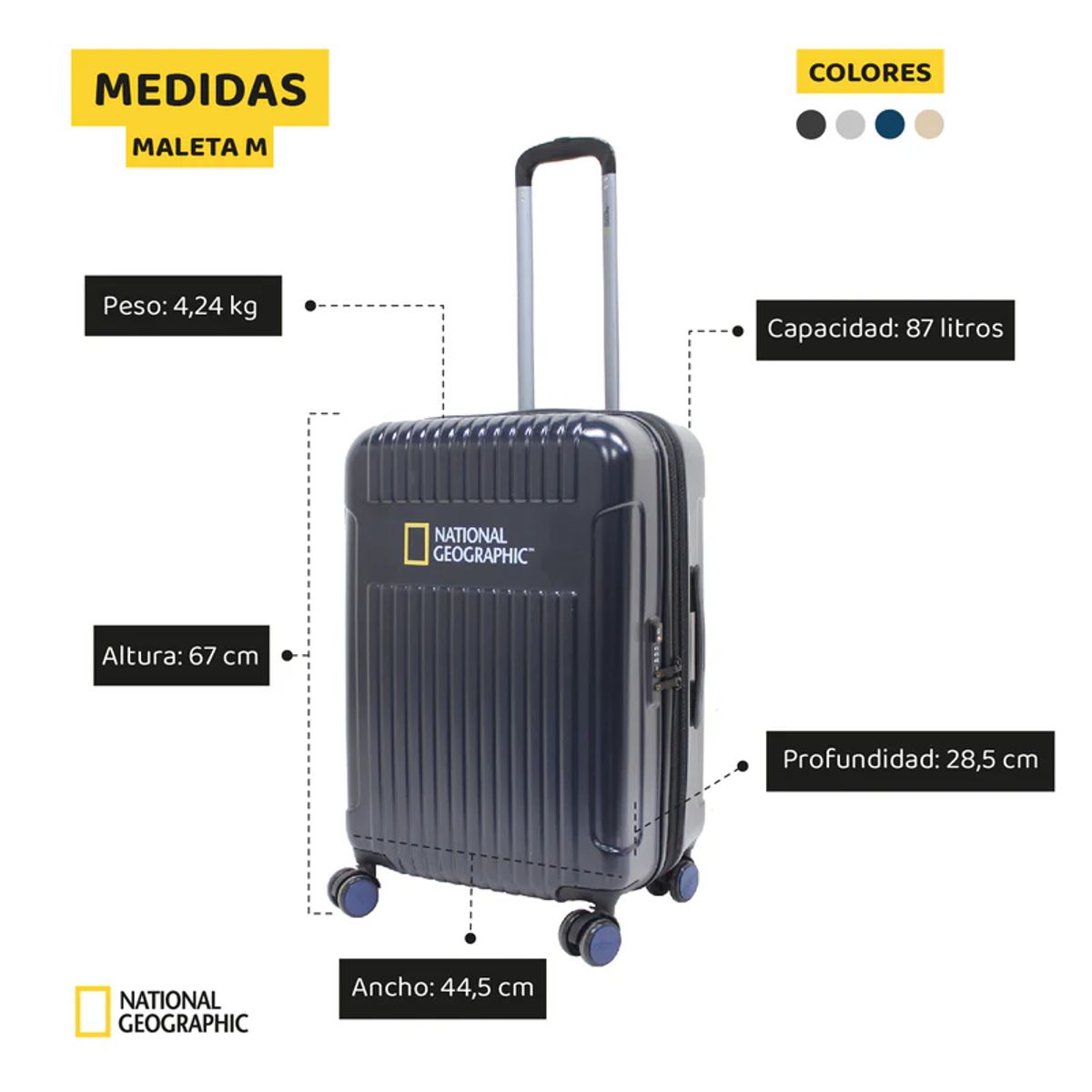 NATIONAL GEOGRAPHIC - Maleta (M) 85Lt National Geographic  Blue Transit