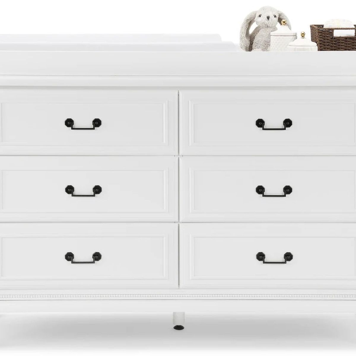 SIMMONS - Comoda Juliet con mudador 6 cajones entrelazados.