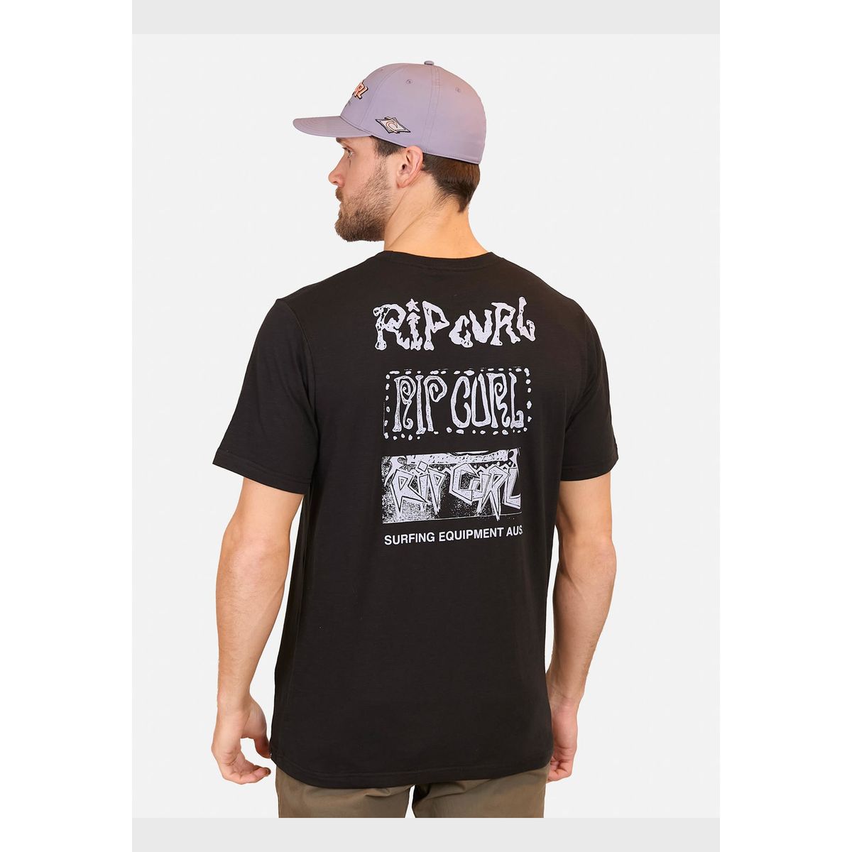 RIP CURL - Polera M/C Lanikai Logo Triple Negro Hombre Rip Curl