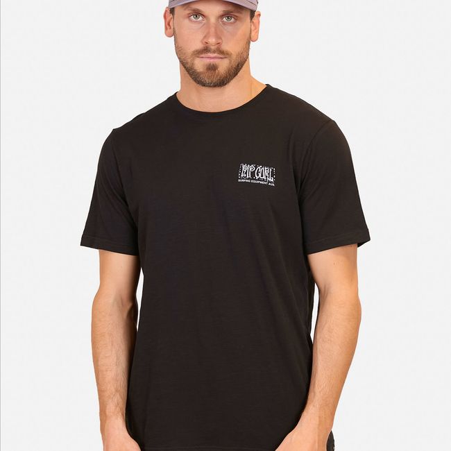 RIP CURL - Polera M/C Lanikai Logo Triple Negro Hombre Rip Curl