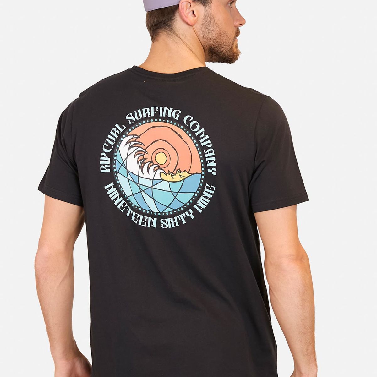 RIP CURL - Polera M/C  Stained Glass Wave Tee Negro Hombre Rip Curl