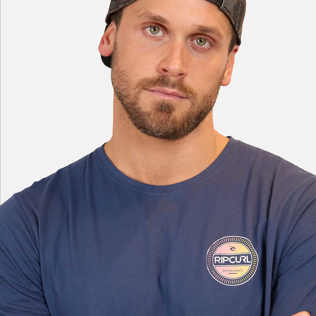 RIP CURL - Polera M/C Lts Clock  Tee Azul Hombre Rip Curl