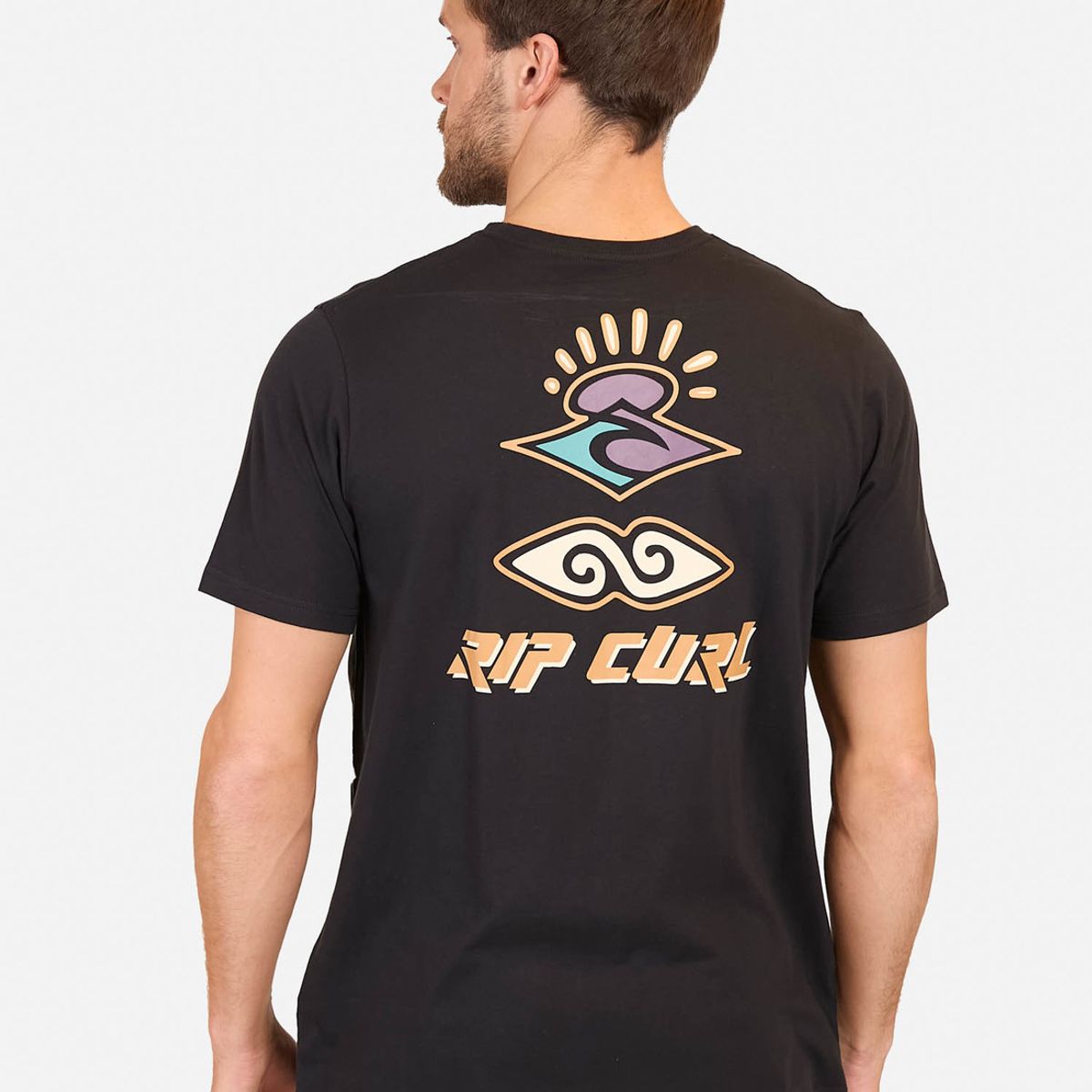 RIP CURL - Polera M/C Retro Search Tee Negro Hombre Rip Curl