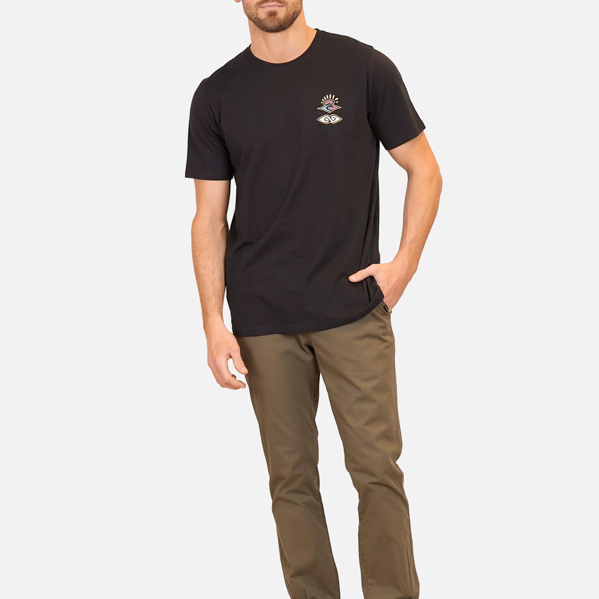 RIP CURL - Polera M/C Retro Search Tee Negro Hombre Rip Curl