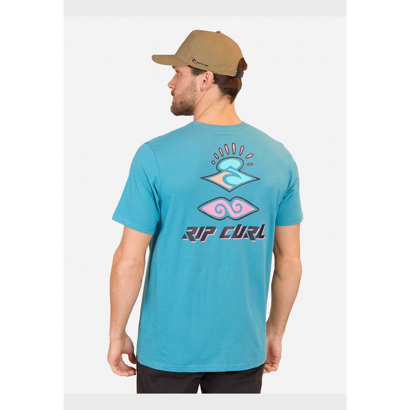 RIP CURL - Polera M/C  Retro Search Tee Celeste Hombre Rip Curl