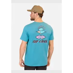 RIP CURL - Polera M/C Retro Search Tee Celeste Hombre