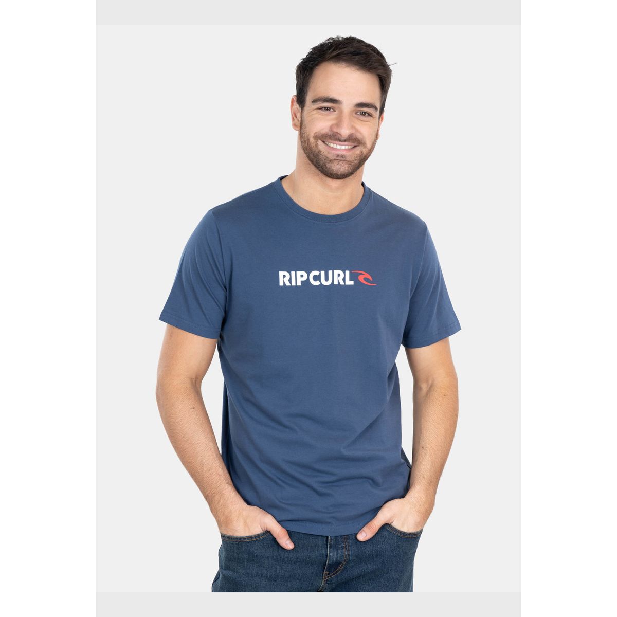 RIP CURL - Polera M/C Hana Original Rc Logo Tee Azul Hombre Rip Curl