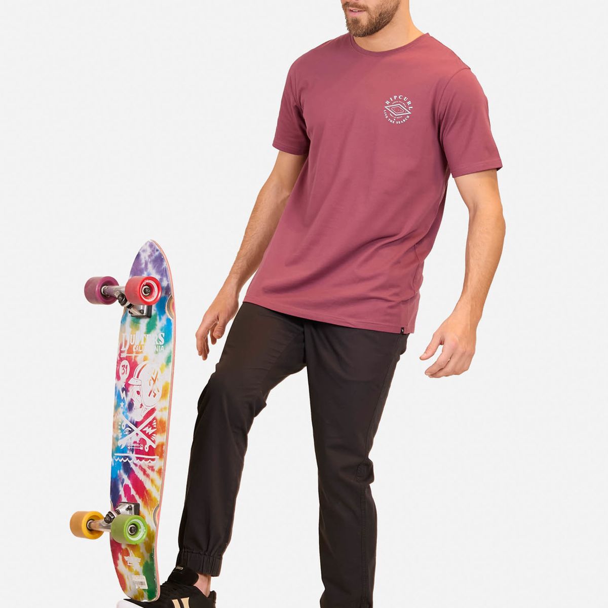 RIP CURL - Polera M/C Born At Bells Tee Burdeo Hombre Rip Curl