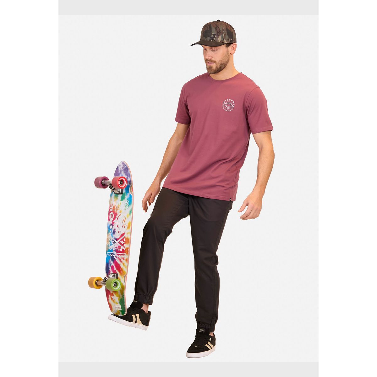 RIP CURL - Polera M/C Born At Bells Tee Burdeo Hombre Rip Curl