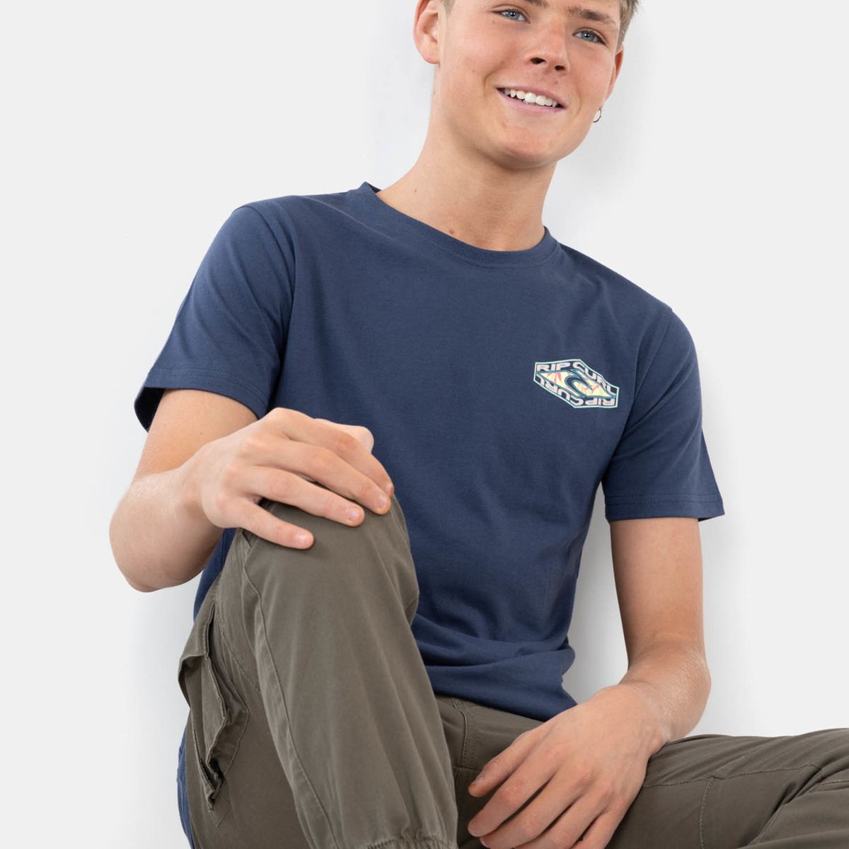 RIP CURL - Polera MC Wave Rider Azul Infantil Rip Curl