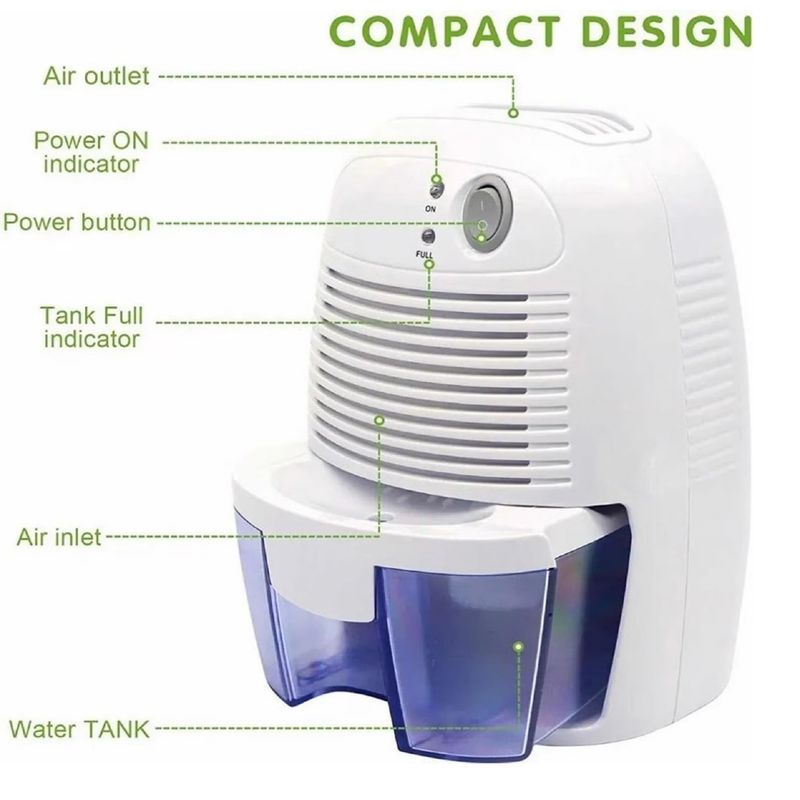GENERICO - Deshumidificador Aire Eléctrico 500ml Elimina Humedad