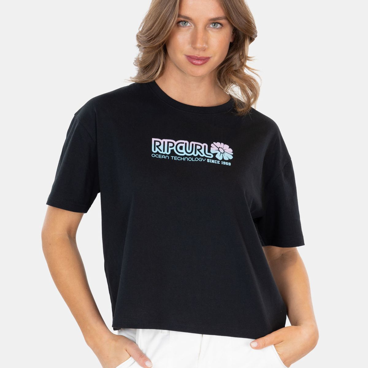 RIP CURL - Polera MC Ocean Technology Negro Mujer Rip Curl