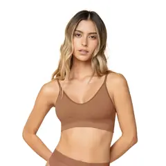 LEONISA - Top en tecnología seamless con textura acanalada Natural Comfort 091088 Café Medio