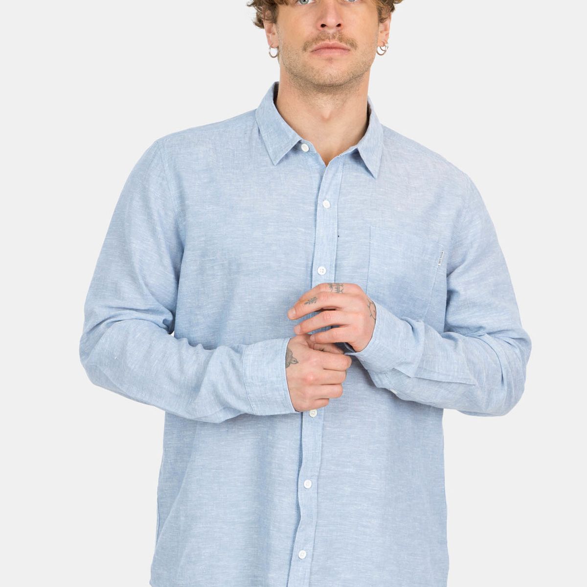 MAUI AND SONS - Camisa ML Aloha Azul Hombre Maui And Sons