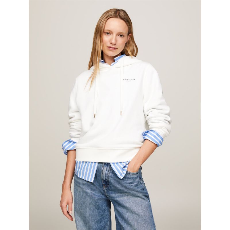 TOMMY HILFIGER - Polerón Hoodie Logo 1985 Blanco Tommy Hilfiger