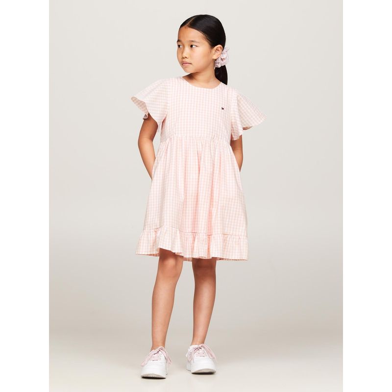 TOMMY HILFIGER - Vestido A De Cuadros Vichy Rosado Tommy Hilfiger