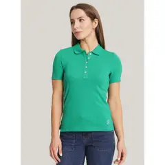 TOMMY HILFIGER - Polo Solid Con Logo Slim Fit Verde