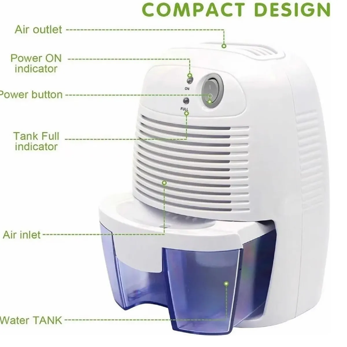 GENERICO - Deshumidificador Aire Eléctrico 500ml Elimina Humedad