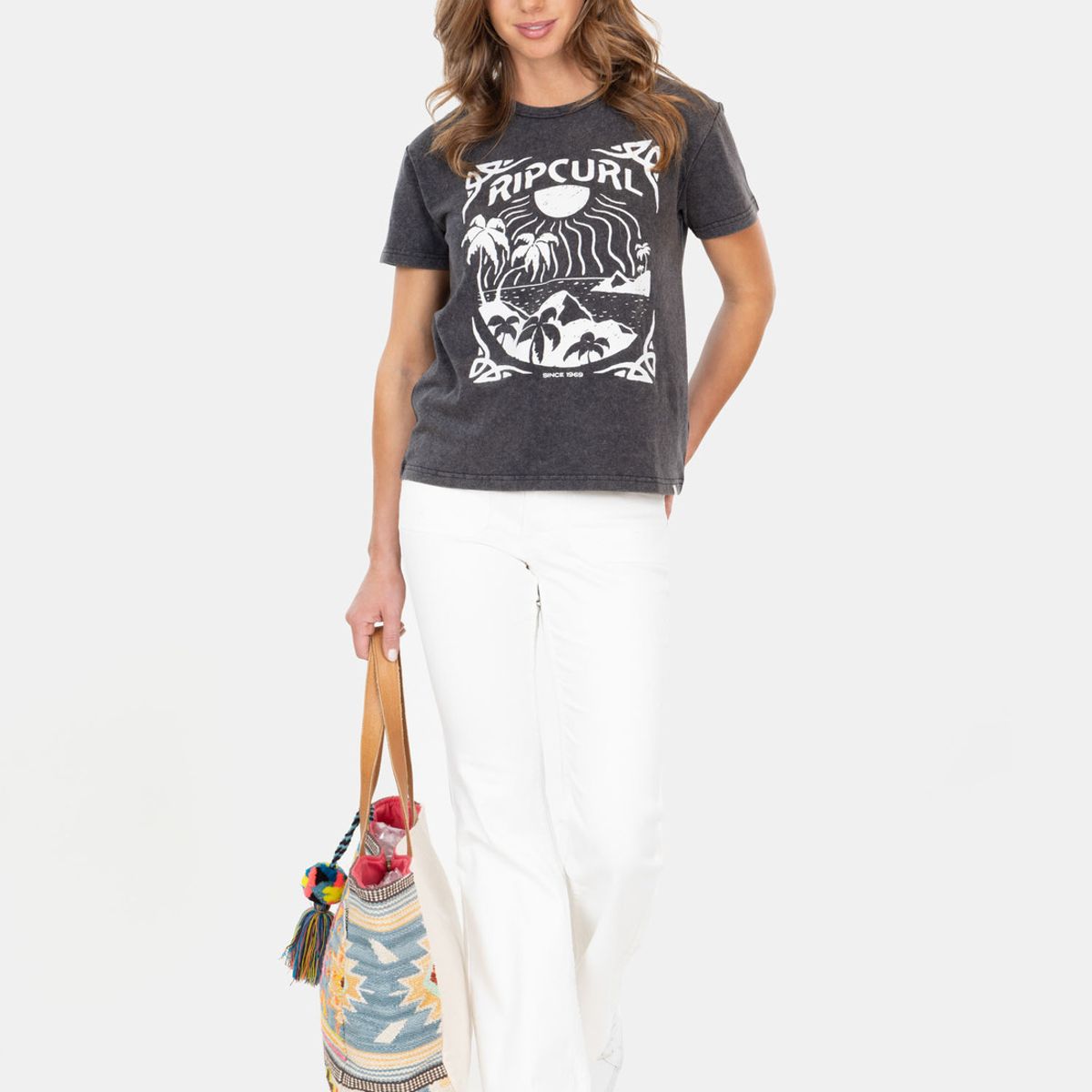 RIP CURL - Polera MC Beachy Day Negro  Mujer Rip Curl