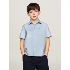 TOMMY HILFIGER - Camisa Essential Con Logo Celeste