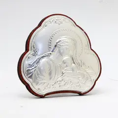 GENERICO - Quadretto Italiano Religioso De Madonna Bimbo Baroco en Plata