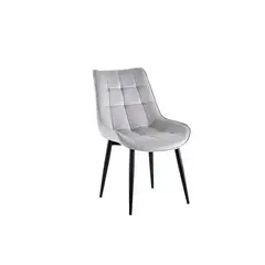 GENERICO - Silla de Comedor Macron Terciopelo Gris patas negras