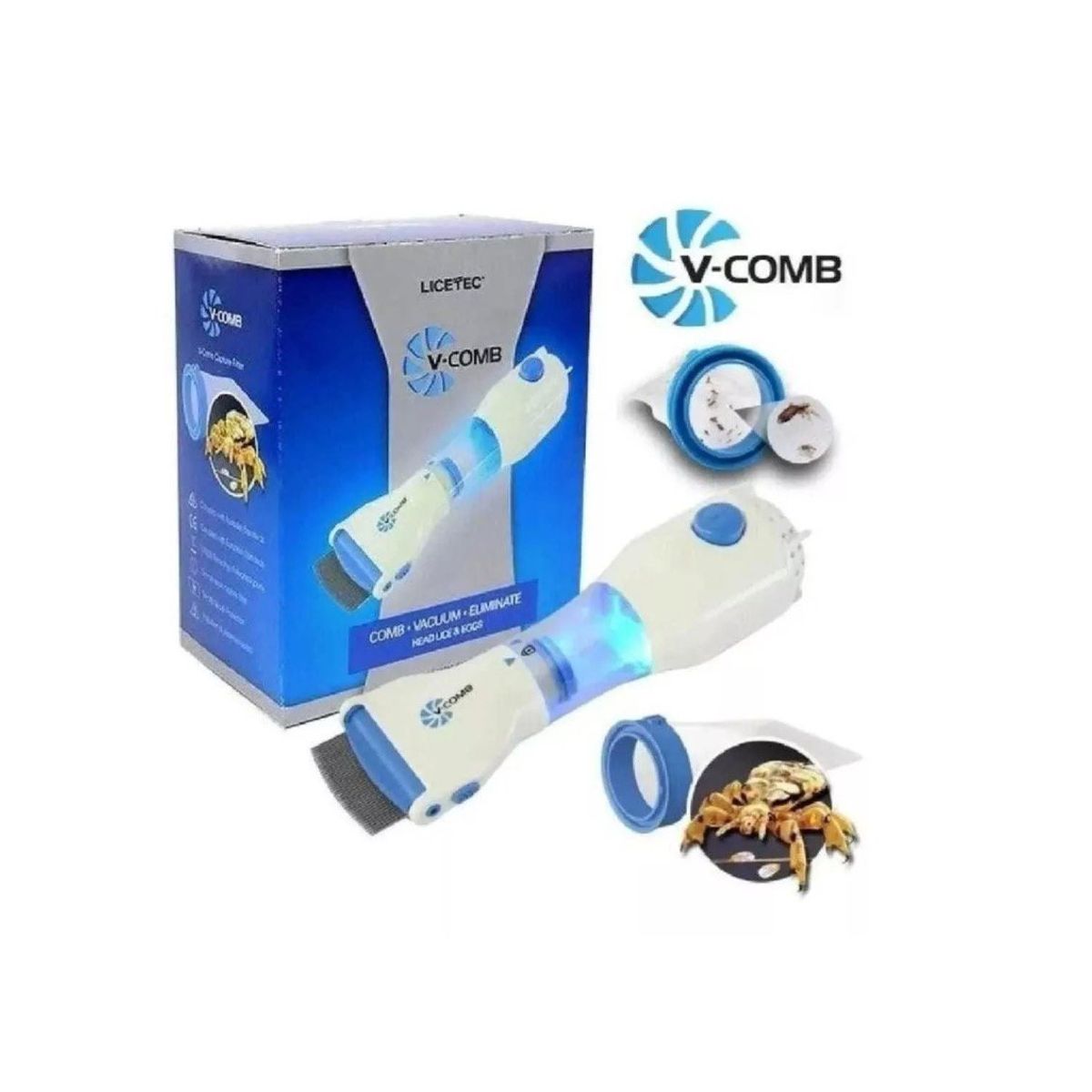 GENERICO - Cepillo Aspirador Saca Piojos Y Liendres + 3 Filtros