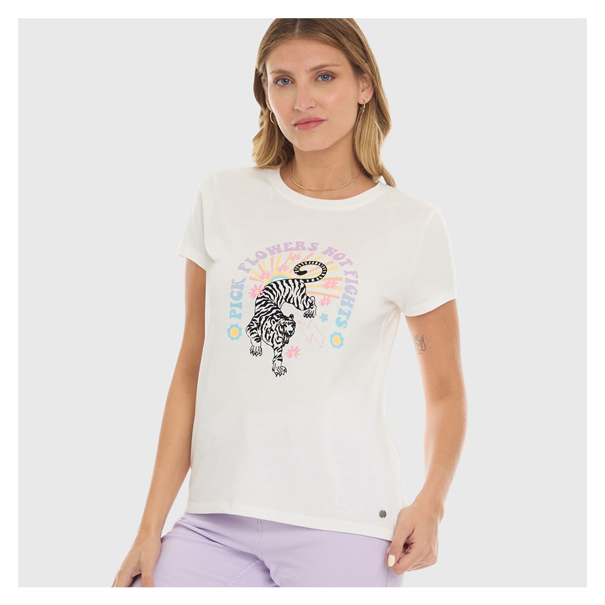 FASHION'S PARK - Polera Mujer Básica Print Crudo Fashion's Park