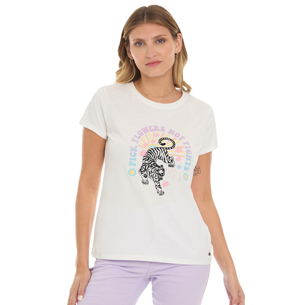 FASHION'S PARK - Polera Mujer Básica Print Crudo Fashion's Park