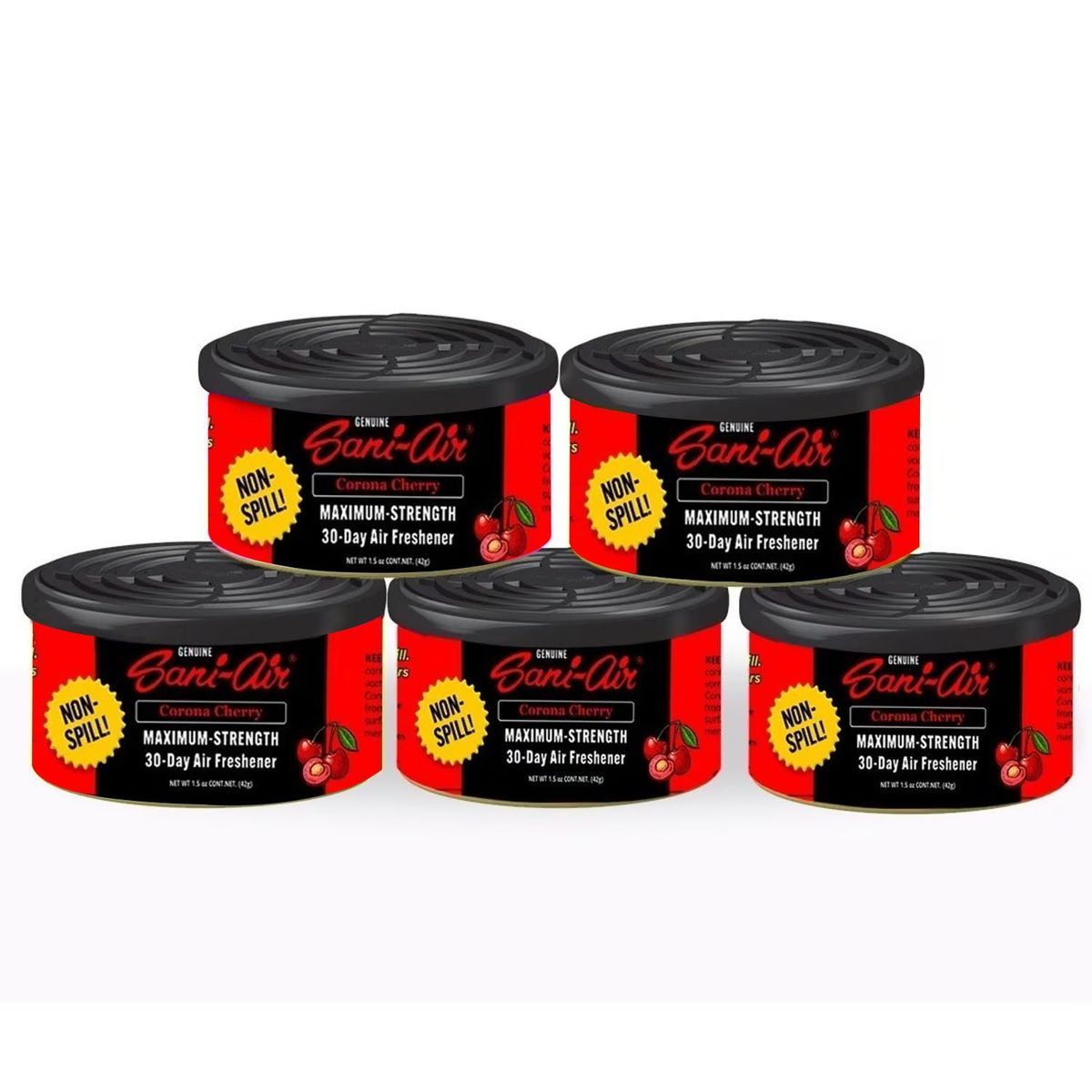 GENERICO - Pack Sani Air Spill Proof 5 Latas Aromaticas Para Auto