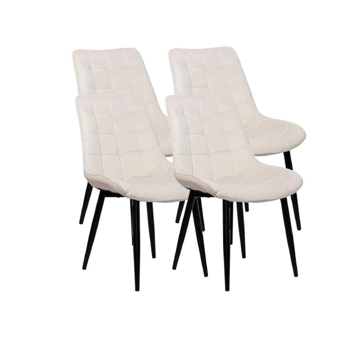 GENERICO - Pack 4 Sillas de Comedor Macron Terciopelo Beige patas Negras
