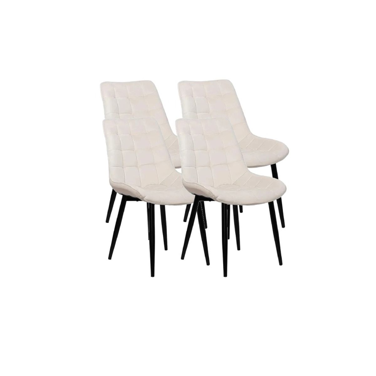 GENERICO - Pack 4 Sillas de Comedor Macron Terciopelo Beige patas Negras