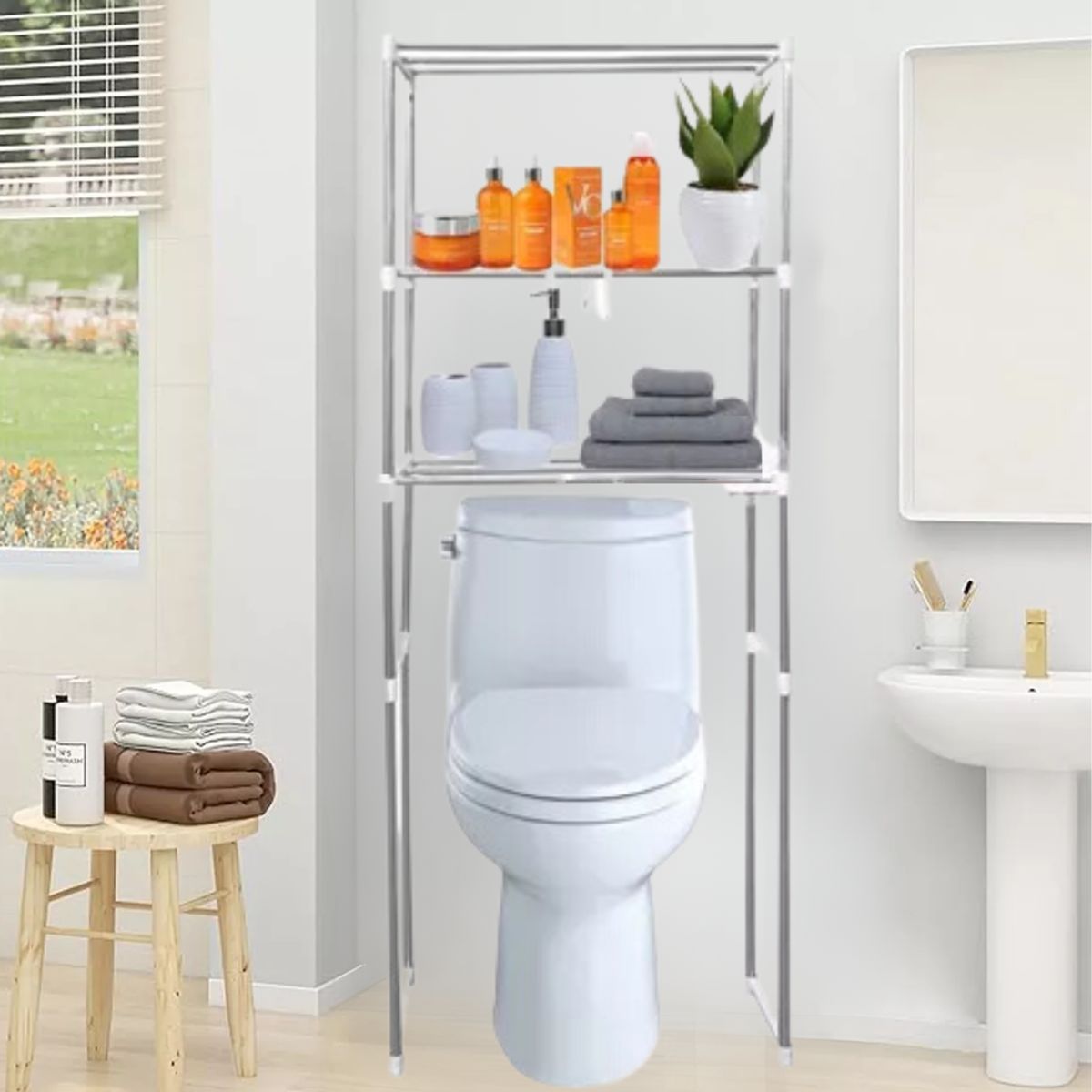 GENERICO - Estante Organizador De Baño 3 Niveles Metálico