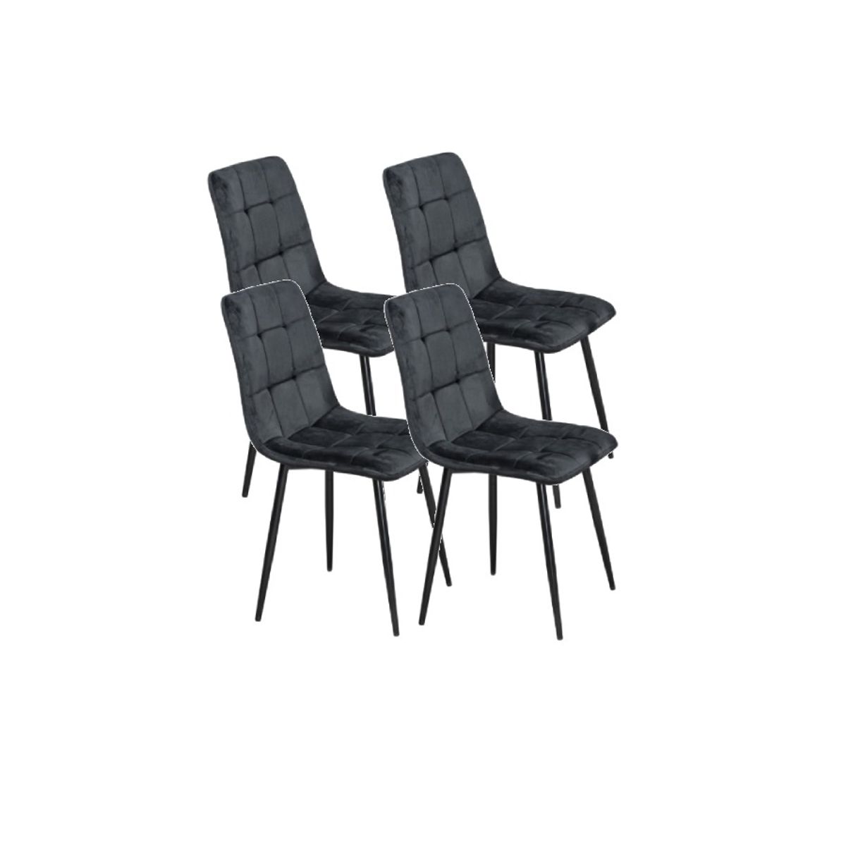 GENERICO - Pack 4 Sillas de Comedor Macron Terciopelo Negro patas Negras