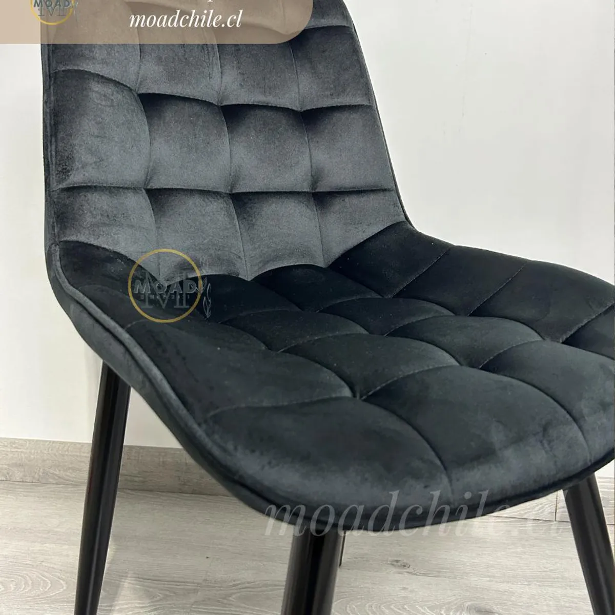 GENERICO - Pack 4 Sillas de Comedor Macron Terciopelo Negro patas Negras