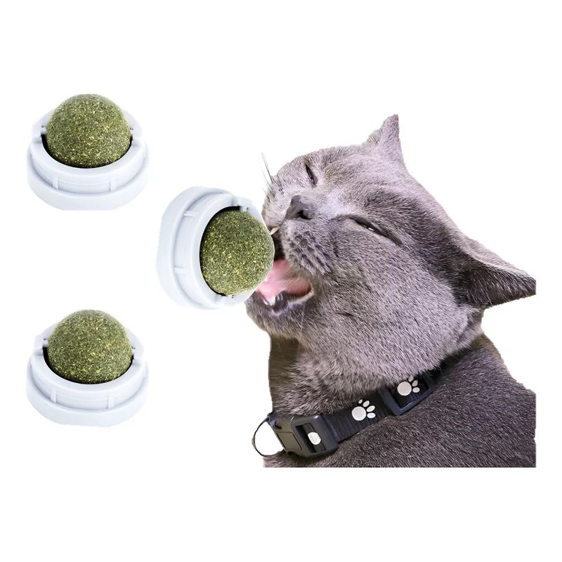 GENERICO - X3 Bola Catnip Snack Gatos Bola Adhesiva Catnip Gato Cat