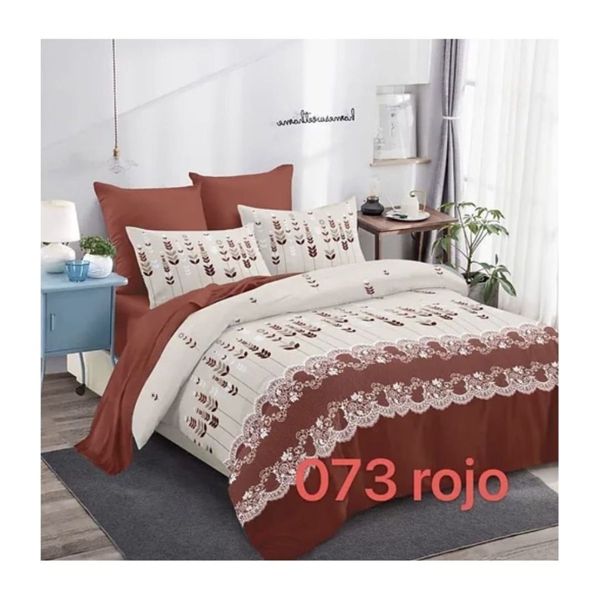 GENERICO - Cubrecama Quilt Verano 2 Plazas - Rojo Bicolor HX073