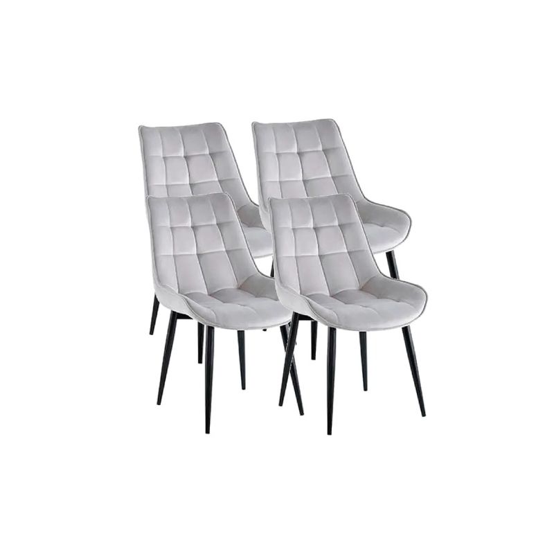 GENERICO - Pack 4 Sillas de Comedor Macron Terciopelo Gris patas Negras
