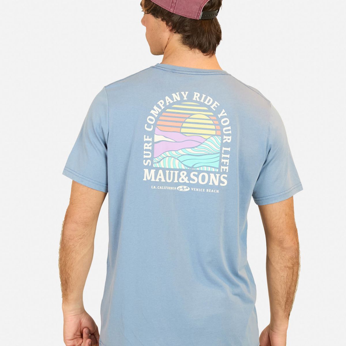 MAUI AND SONS - Polera MC Portraid Sunset Azul Hombre Maui And Sons