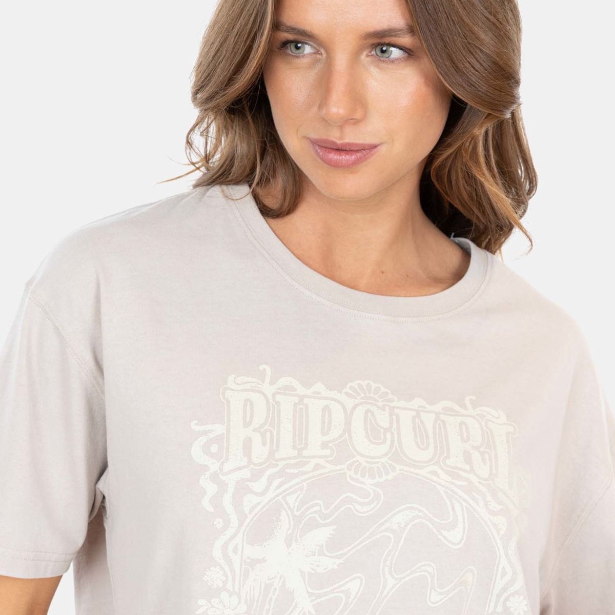 RIP CURL - Polera MC Blue Waves Beige Mujer Rip Curl