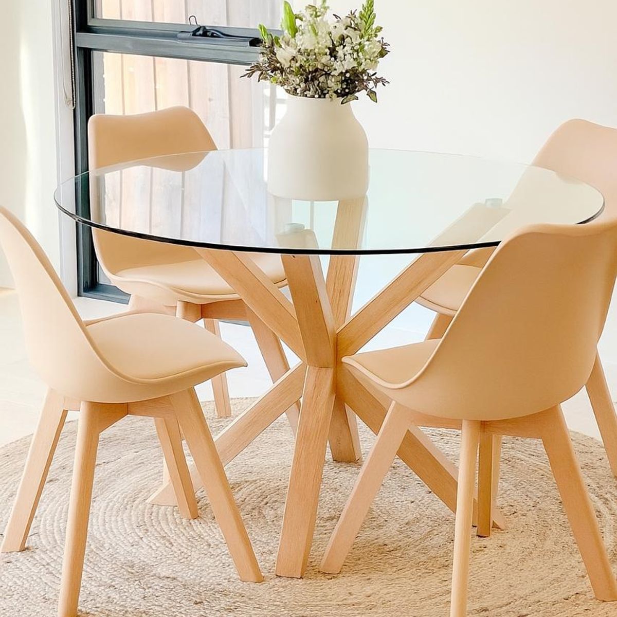 HABITA2 CHILE - Comedor Cross 100cm -Beige 4 puestos