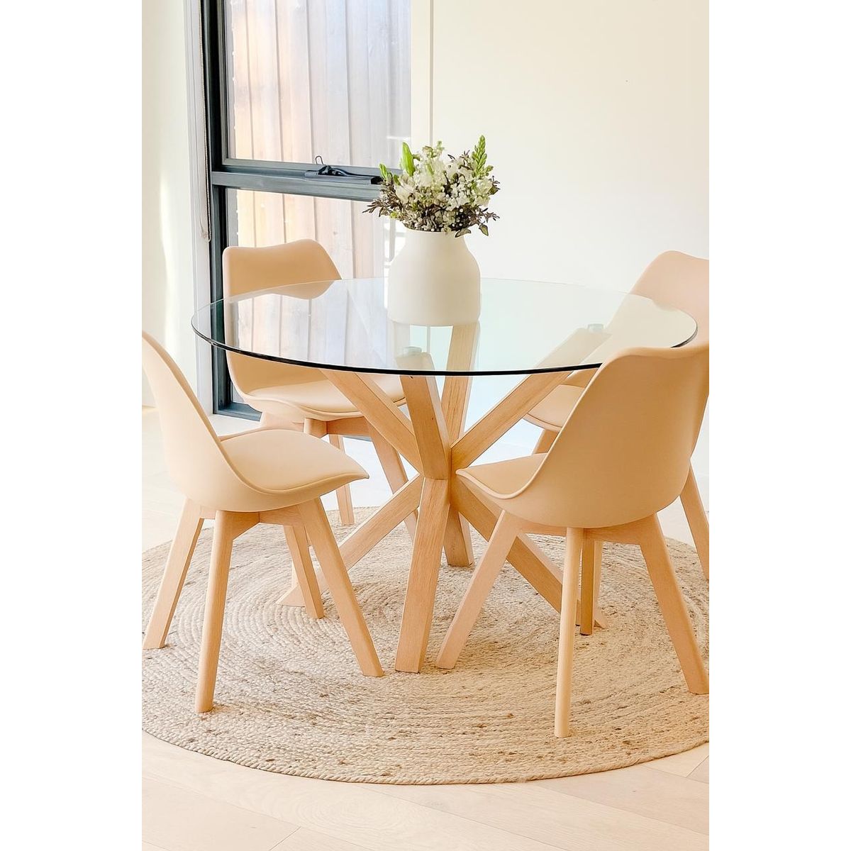 HABITA2 CHILE - Comedor Cross 100cm -Beige 4 puestos