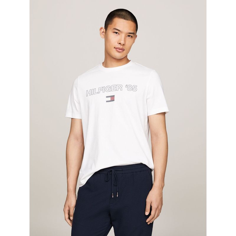 TOMMY HILFIGER - Polera Logo 1985 Regular Fit Blanco Tommy Hilfiger