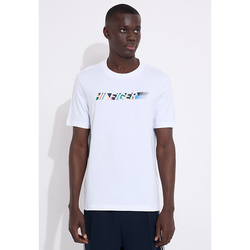 TOMMY HILFIGER - Polera Con Logo Multicolor Blanco Tommy Hilfiger