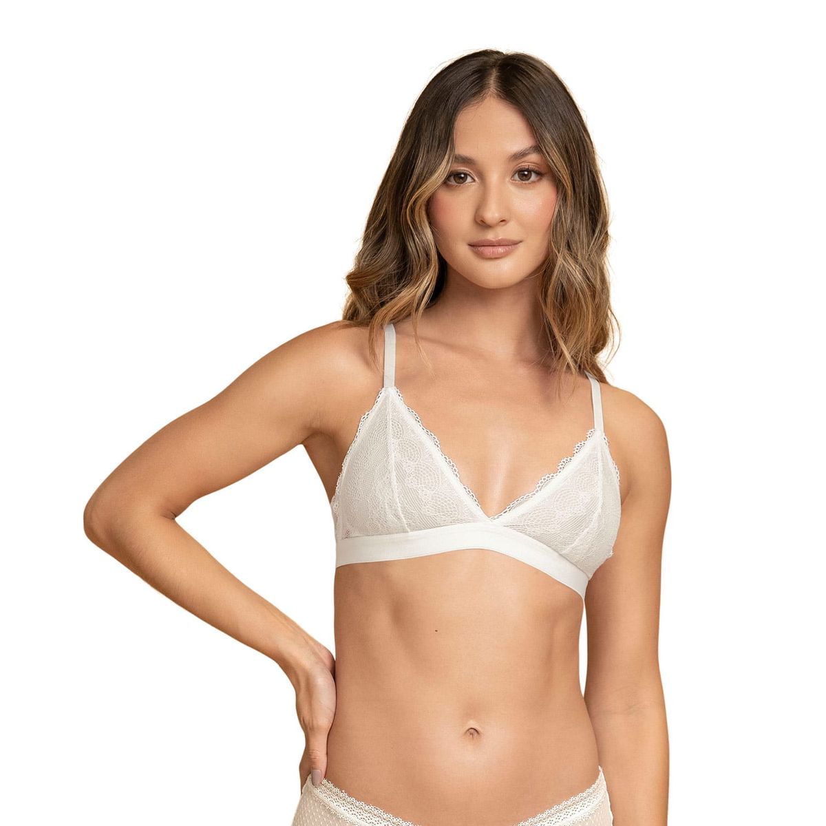 LEONISA - Daily Bralette cómodo y desestructurado 091097 Marfil